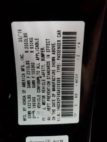 2016 HONDA ACCORD SPORT  