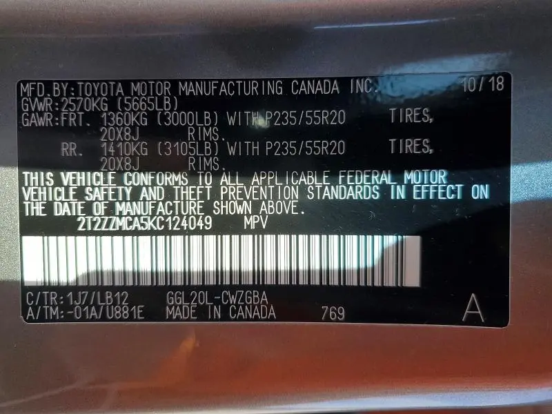 2019 LEXUS RX 350 BASE  