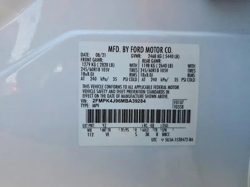 2021 FORD EDGE SEL  