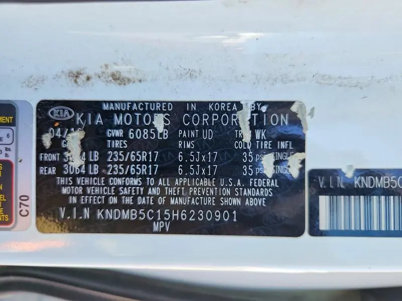 2017 KIA SEDONA LX  