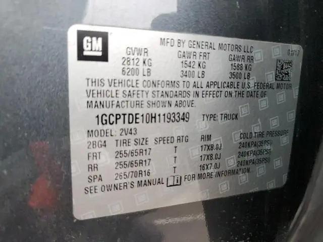 2017 CHEVROLET COLORADO Z71  