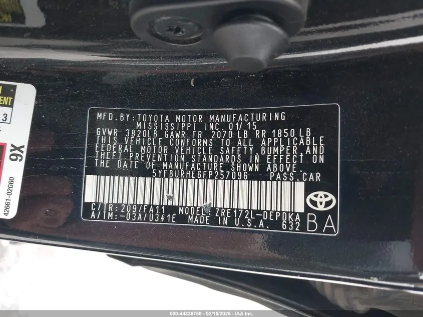 2015 TOYOTA COROLLA L