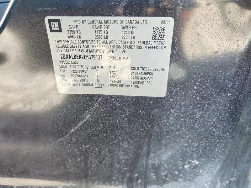 2014 CHEVROLET EQUINOX LT  