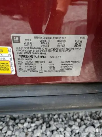 2017 CHEVROLET TRAVERSE LT  