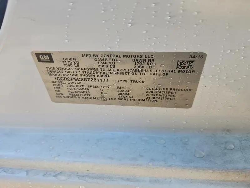 2016 CHEVROLET SILVERADO C1500 CUSTOM  