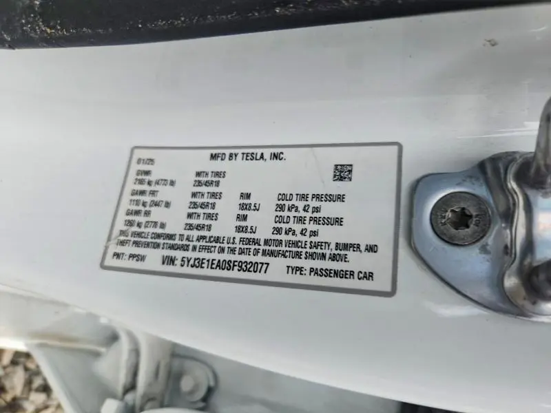 2025 TESLA MODEL 3   