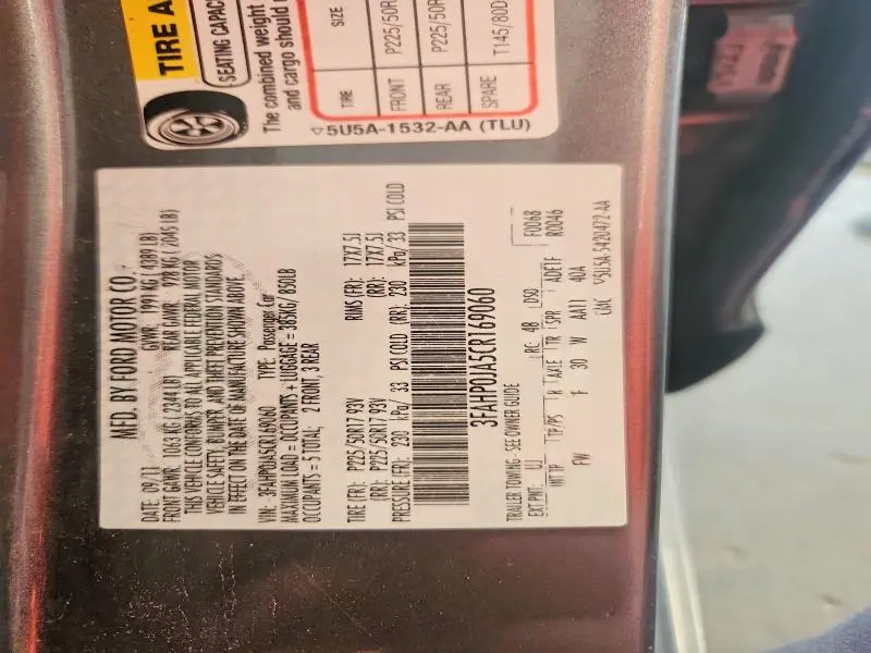 2012 FORD FUSION SEL  
