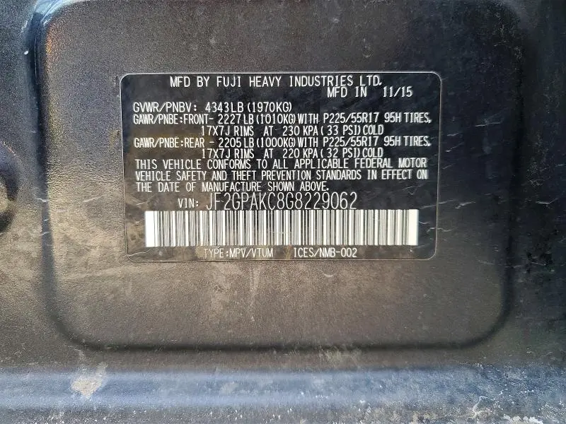 2016 SUBARU CROSSTREK LIMITED  