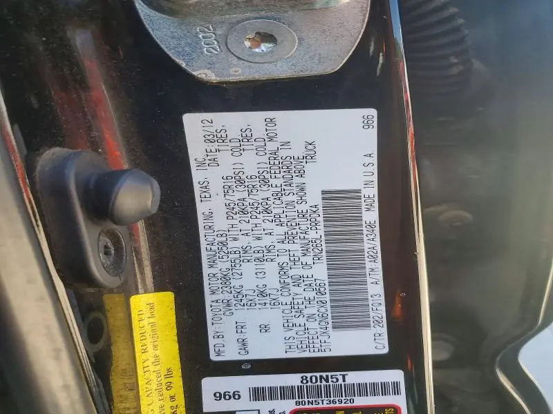 2012 TOYOTA TACOMA PRERUNNER  