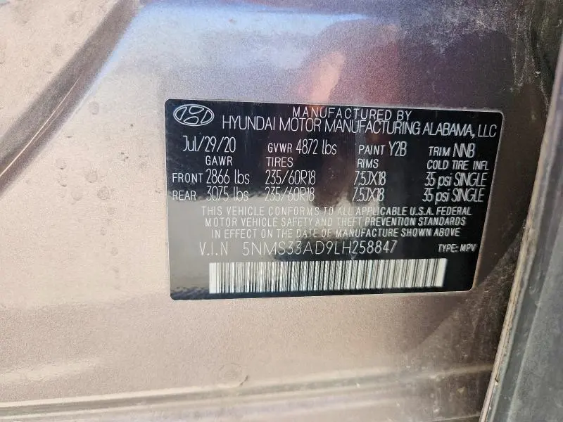 2020 HYUNDAI SANTA FE SEL  