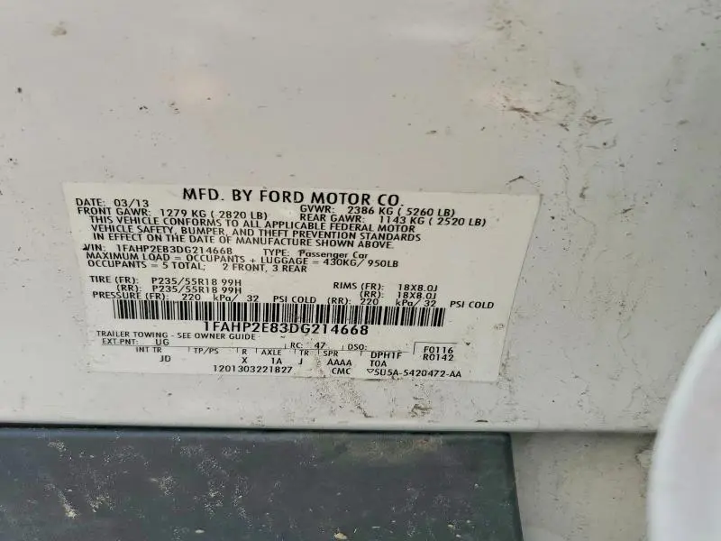 2013 FORD TAURUS SEL  