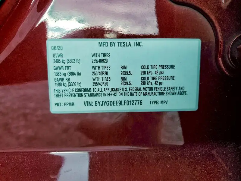 2020 TESLA MODEL Y   
