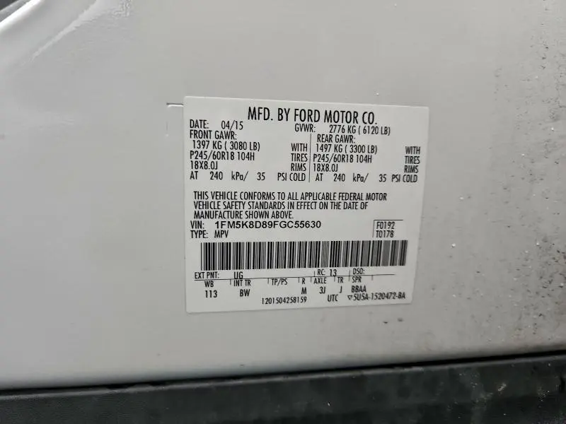 2015 FORD EXPLORER XLT  