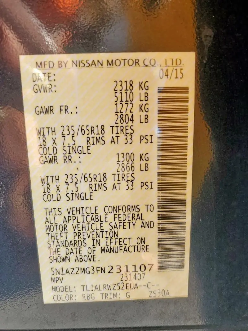 2015 NISSAN MURANO S  