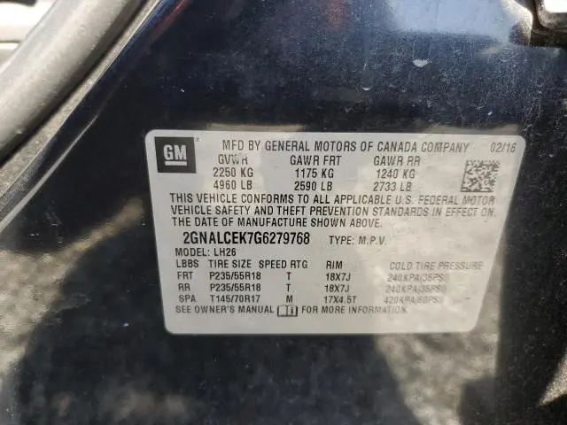 2016 CHEVROLET EQUINOX LT  