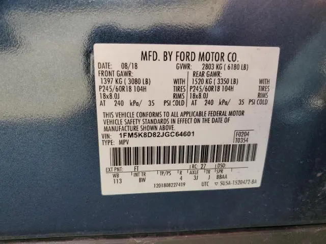 2018 FORD EXPLORER XLT  