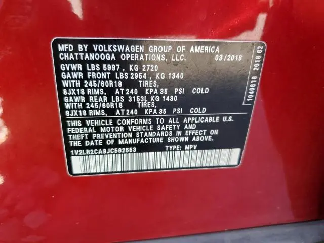 2018 VOLKSWAGEN ATLAS SE  