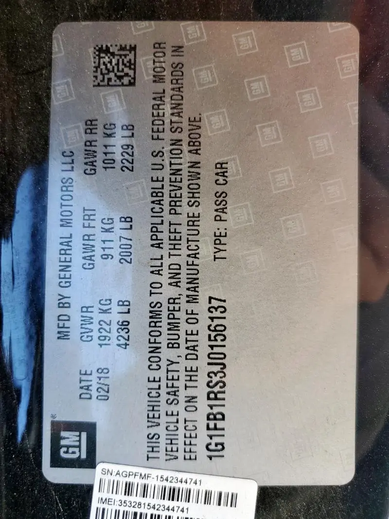 2018 CHEVROLET CAMARO LT  