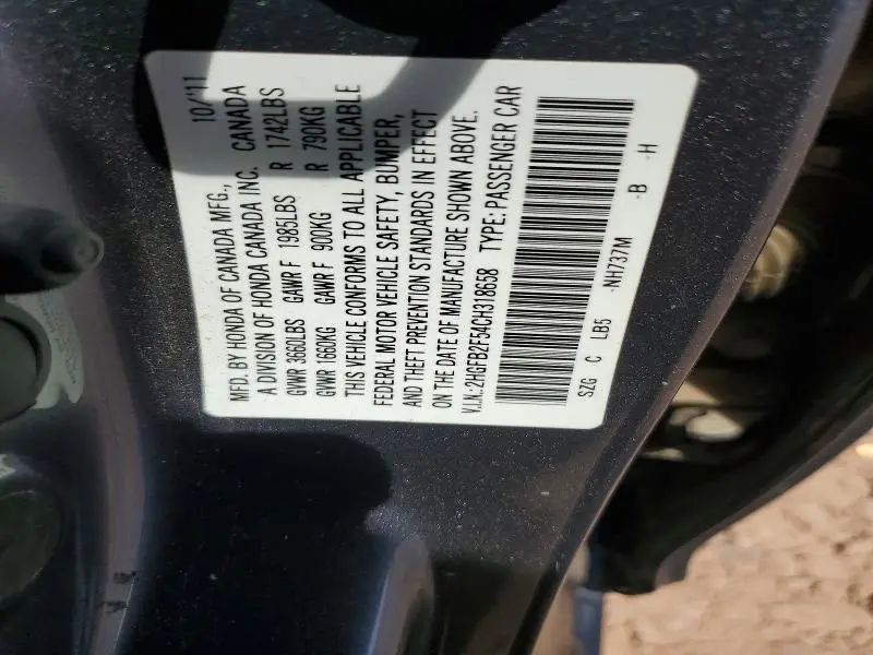 2012 HONDA CIVIC LX  