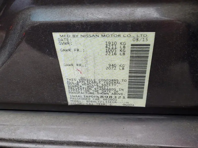 2015 NISSAN ALTIMA 2.5 SL  