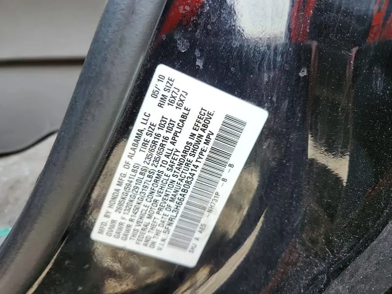 2010 HONDA ODYSSEY EXL  