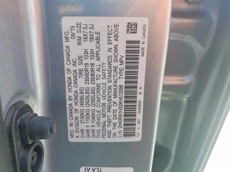 2019 HONDA CR-V EX  