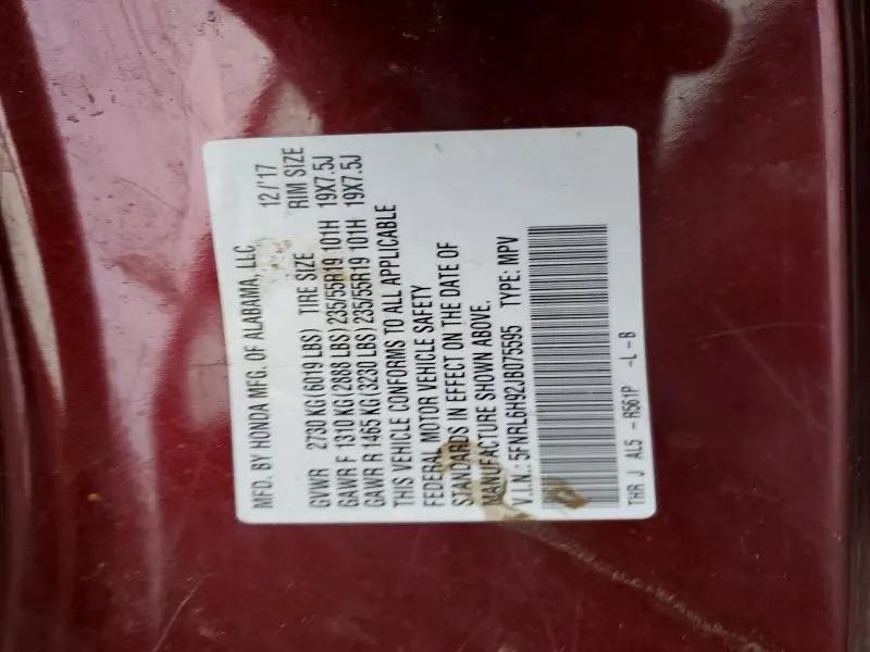 2018 HONDA ODYSSEY ELITE  