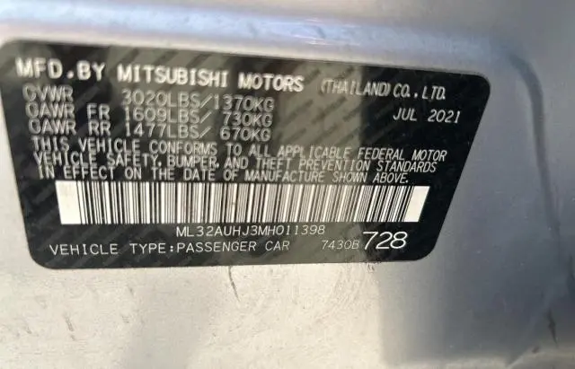 2021 MITSUBISHI MIRAGE ES  