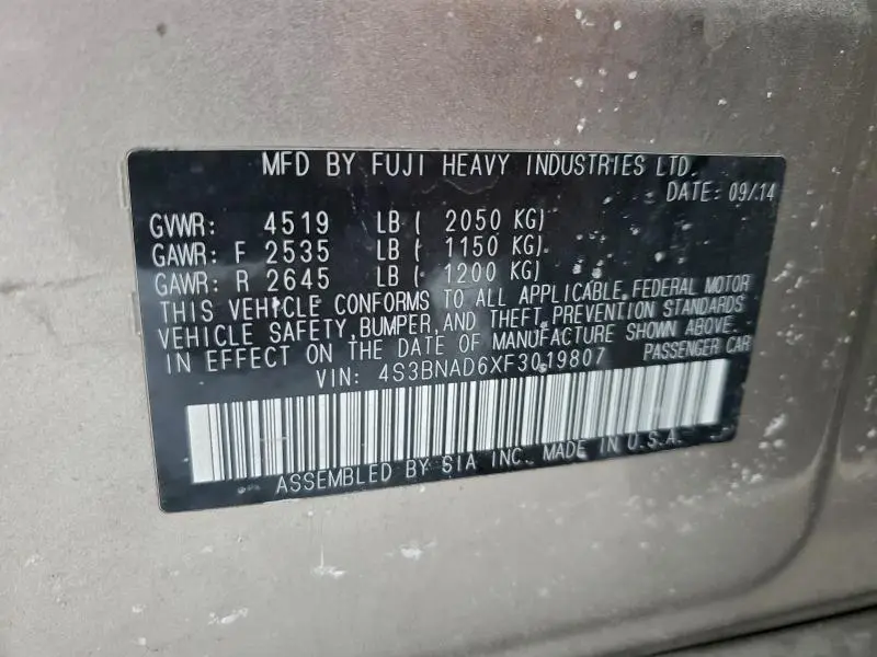 2015 SUBARU LEGACY 2.5I PREMIUM  