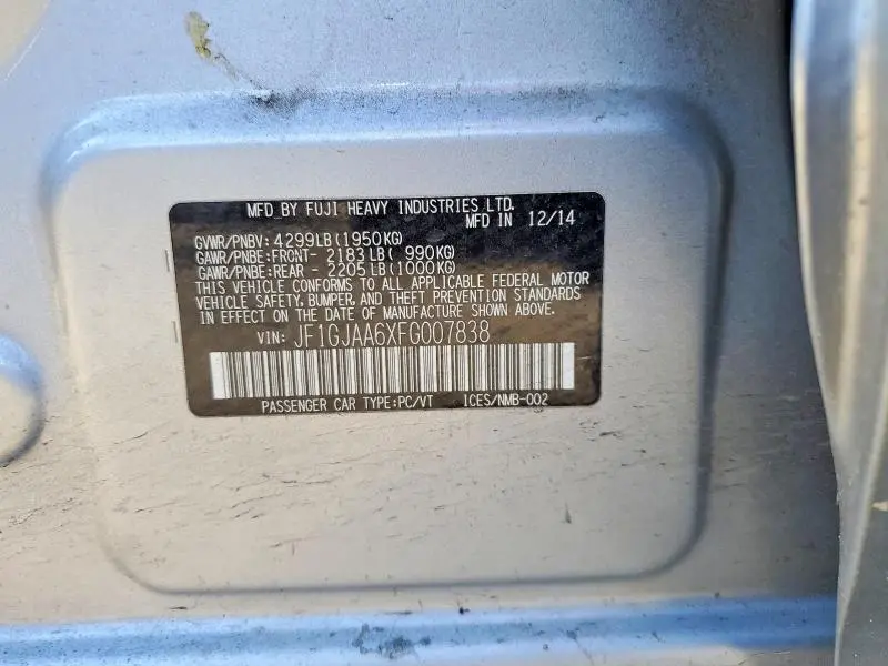 2015 SUBARU IMPREZA   