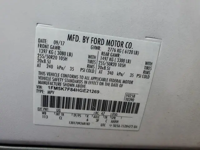 2017 FORD EXPLORER LIMITED  