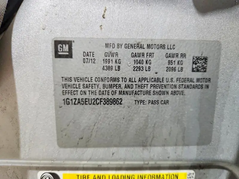 2012 CHEVROLET MALIBU LS  