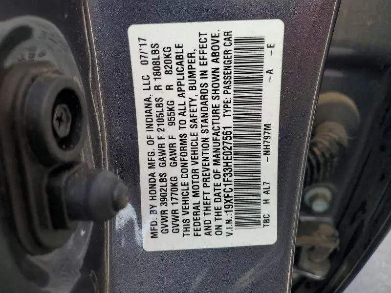 2017 HONDA CIVIC EX  