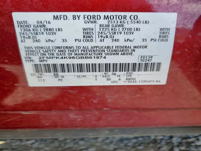 2016 FORD EDGE TITANIUM  