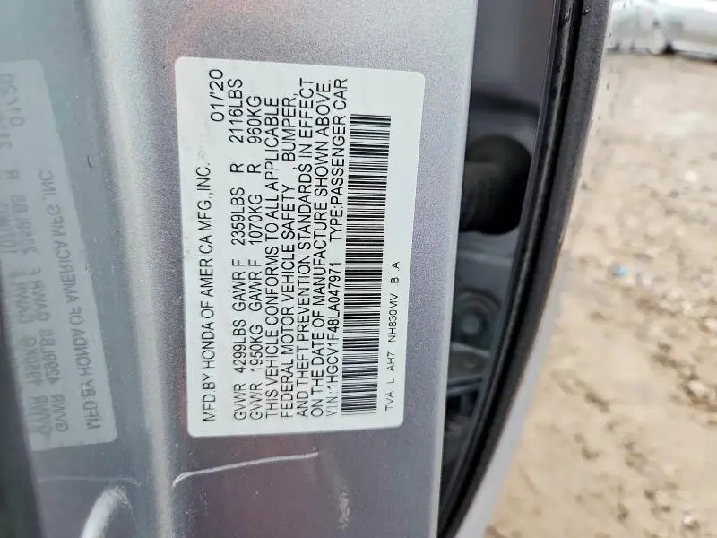 2020 HONDA ACCORD EX  