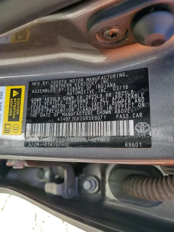 2016 TOYOTA CAMRY LE  