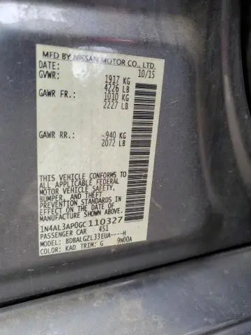 2016 NISSAN ALTIMA 2.5  