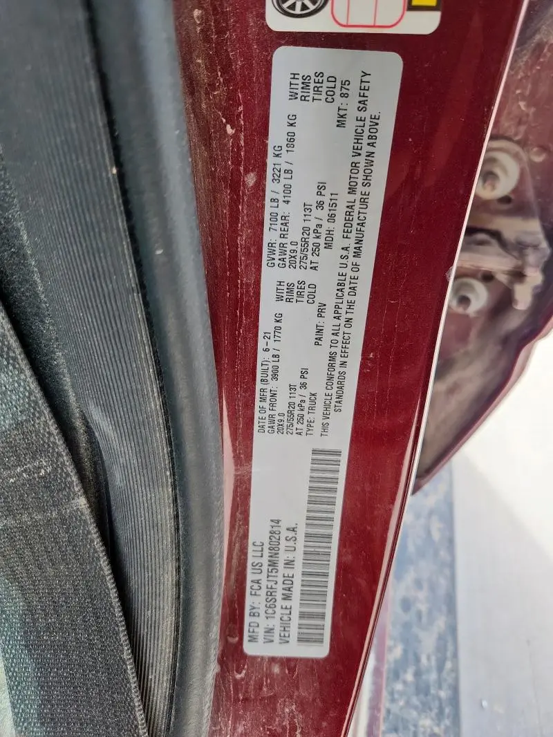 2021 RAM 1500 LARAMIE  