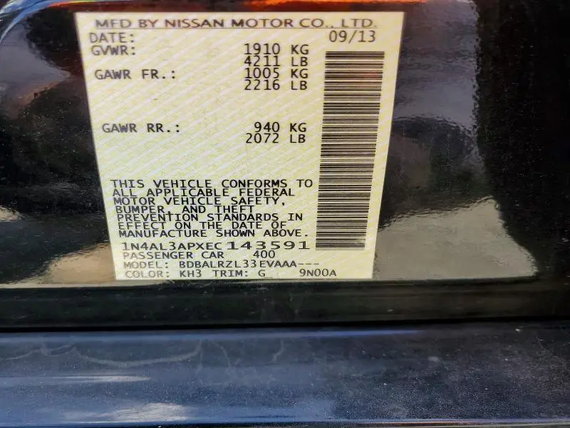 2014 NISSAN ALTIMA 2.5 S  