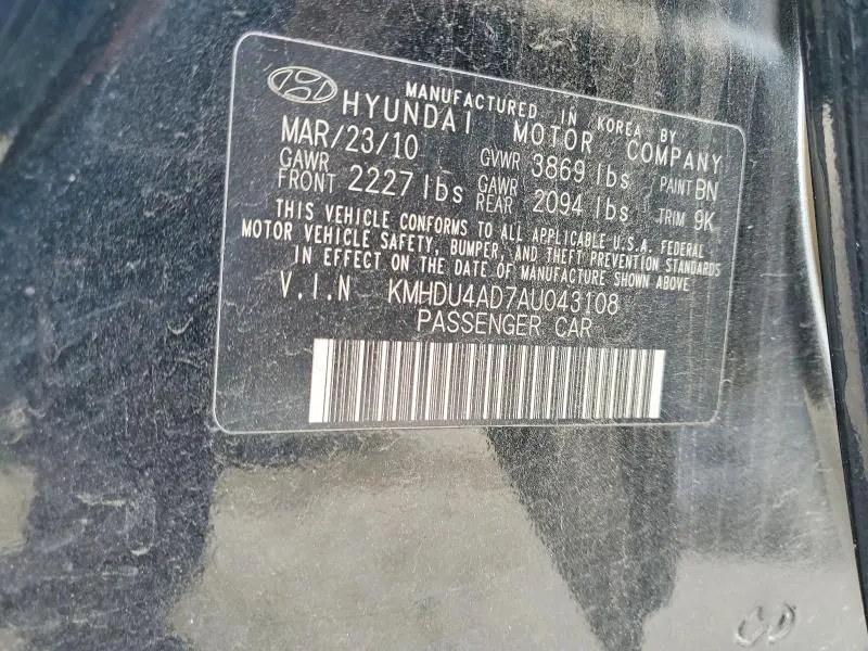 2010 HYUNDAI ELANTRA GLS  