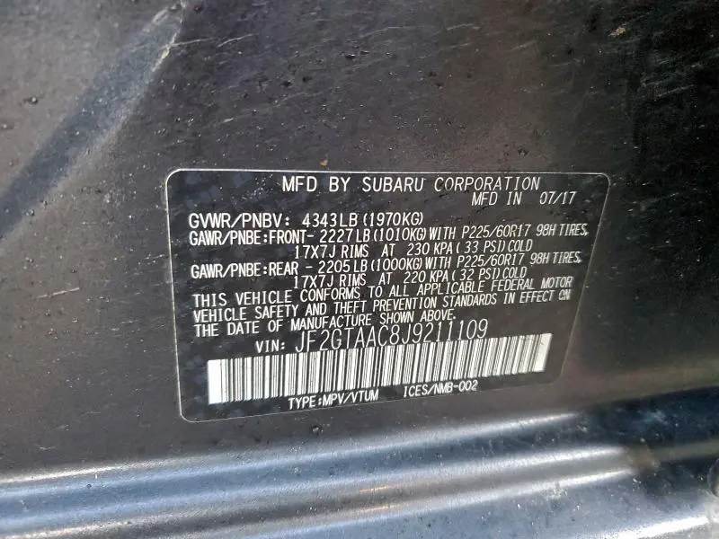 2018 SUBARU CROSSTREK   