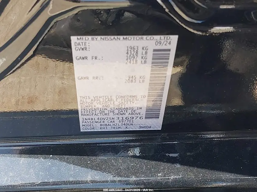2025 NISSAN ALTIMA SV FWD