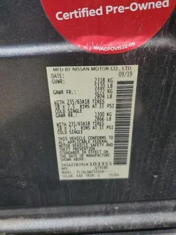 2020 NISSAN MURANO SV  