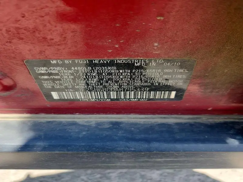 2010 SUBARU FORESTER XS  