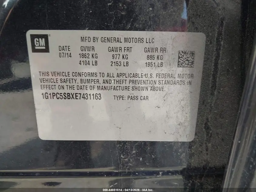 2014 CHEVROLET CRUZE 1LT AUTO