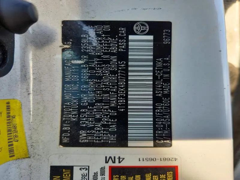 2011 TOYOTA CAMRY LE  