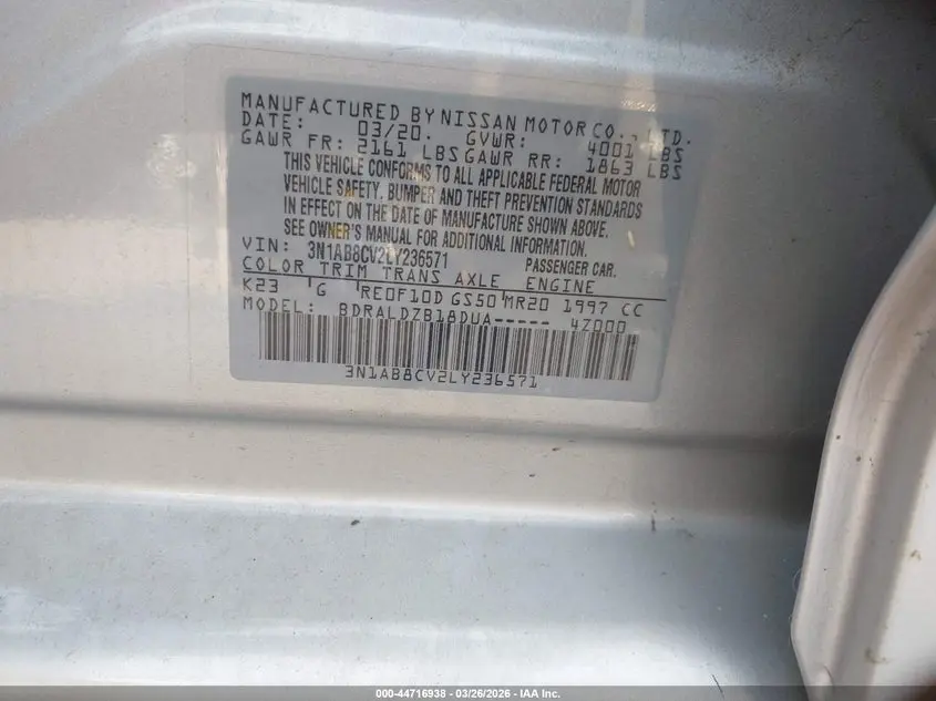 2020 NISSAN SENTRA SV XTRONIC CVT