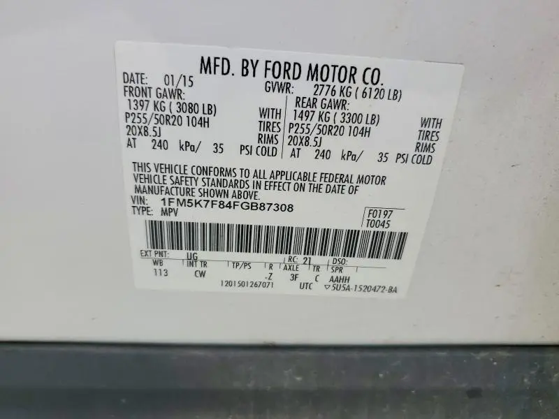 2015 FORD EXPLORER LIMITED  