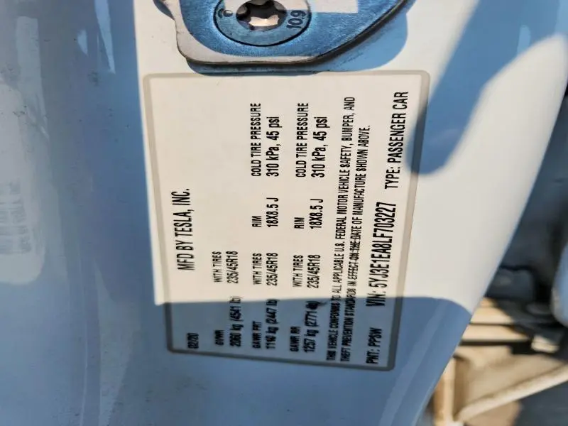2020 TESLA MODEL 3   