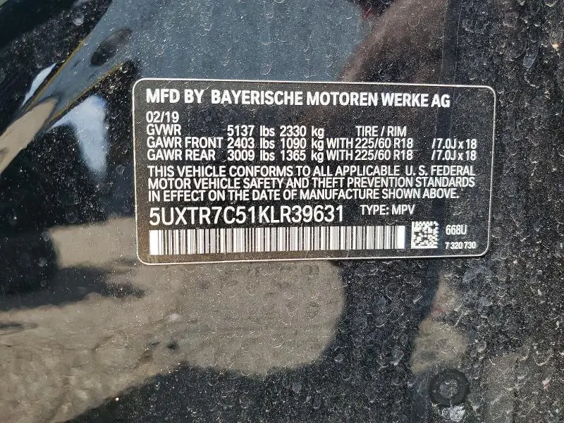 2019 BMW X3 SDRIVE30I  